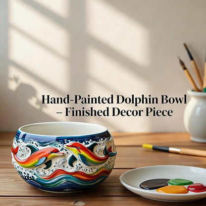 1Pc Dolphin Jar Silicone Mold, 3D Ocean Wave Bowl Resin Mold for Epoxy Casting Succulent Planters, Concrete, Clay, Candle Holders, Storage Box, Trinket Dishes DIY Home Decor Handmade Gifts