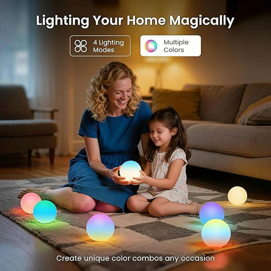 LOFTEK 3-inch Rechargeable LED Ball Lights, Sphere Night Light, 16 RGB Color Glowing Mood Lighting, IP65 Waterproof Ambient Light for Home Bedroom Patio Pool Bathtub Decorative Lighting, 10 Pack