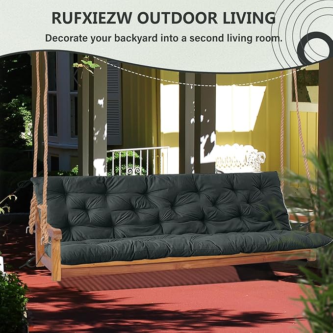 2/3 Seater Swing Replacement Cushion, Waterproof Porch Swing Cushions with Backrest, Thickened Bench Cushions for Outdoor Furniture, for Outdoor Patio Swing (Dark Grey, 60 * 40 in)