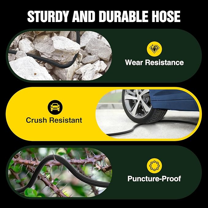 Garden Hose 75 ft Non-Expandable, Flexible Water Hose, Lightweight Hose with 10-Function Nozzle for Yard, Portable, Leak Proof, All-Weather Water Pipe for Outdoor, Car Wash, RV, Lawn
