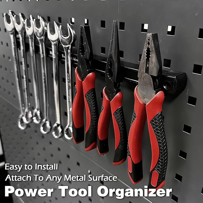 17 Inch Double Sided Magnetic Tool Holder, Heavy Duty Wall Mount Bar with Extra Strong Magnets for Screwdrivers Wrenches Pliers, Magnetic Tool Strips for Garage Workshop or Jobsite (2 Pack)