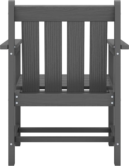 SERWALL Patio Furniture Set, HDPE Material All Weather Use Adirondack Chair Set with Side Table for Balcony, Porch, Garden, Backyard- Gray