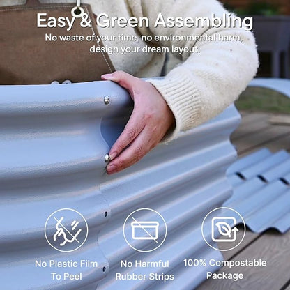 Raised Garden Bed 8x2x2.5 ft, 30" Extra Tall Galvanized Metal Planter Boxes Outdoor, Heavy Duty Flower Bed for Vegetable Fruit Herb, Modular Raised Bed Gardening Large Planters - Brooklyn Grey