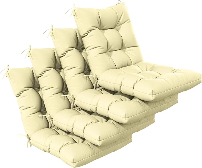 Patio Seat&Back Chair Cushions for Outdoor Furniture，Comfortable Cushions for Rocking/Dining/Lawn Chair-Set of 4