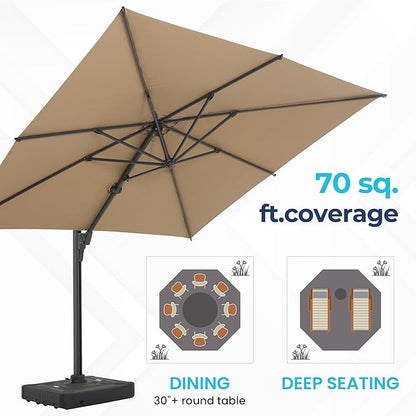 SUNVIVI OUTDOOR Patio Umbrella, Rectangular Patio Umbrella, Metal Pole Square Outdoor Umbrella with Crank and Push Button Tilt, Large Outdoor Umbrella with Polyester Canopy