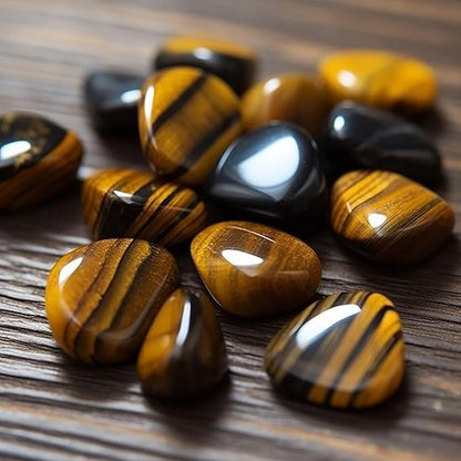 Polished Tigers Eye Crystals - 72 Pcs, 0.5" 10 oz Handpicked Natural Tumbled Gemstones Rocks, Pebbles for Reiki, Chakra, Healing Home Decor