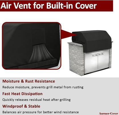 Built-in Grill Cover 38 Inch for Outdoor Island Grill, 600D Premium Built in Barbecue Grill Top Cover with Straps for Napoleon, Bull, Blaze, KitchenAid, Coyote etc, 38" x 28"x 24"