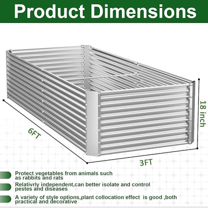 2 Pack Tall 6x3FT Corrugated Galvanized Steel Raised Garden Bed Outdoor, Metal Above Ground Garden Bed for Vegetables and Flowers, Rectangle Raised Beds for Gardening-6x3x1.5FT