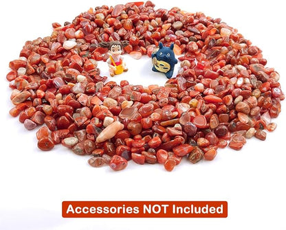 Decorative Stones, 1 Lb/460g (Fill 0.9 Cup) Natural Red Agate Pebbles Irregular Crystal Rock Gravel for Aquarium Turtle Tank Decoration/Succulent Plant Landscape/Flowerpot Vase Ornament