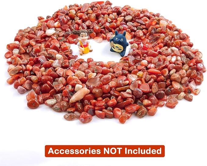 WAYBER Decorative Stones, 2 Lbs/920g (Fill 1.8 Cups) Natural Red Agate Pebbles Irregular Crystal Rock Gravel for Aquarium Turtle Tank Decoration/Succulent Plant Landscape/Flowerpot Vase Ornament