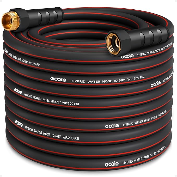 Heavy Duty Garden Hose 75ft, NON-EXPANDABLE Flexible Water Hose, Kink Resistant Lightweight Hybrid Hose, Leakproof Hose Male to Female Fittings