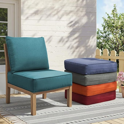 Outdoor Cushion Set for Furniture Patio Furniture, UV Resistant, Water Resistant - 6 Inch Thick Foam Garden Cushions– 22x24 Inch Patio Seat Covers for Chair/Sofa/Couch | Peacock Green | 2-Pack |