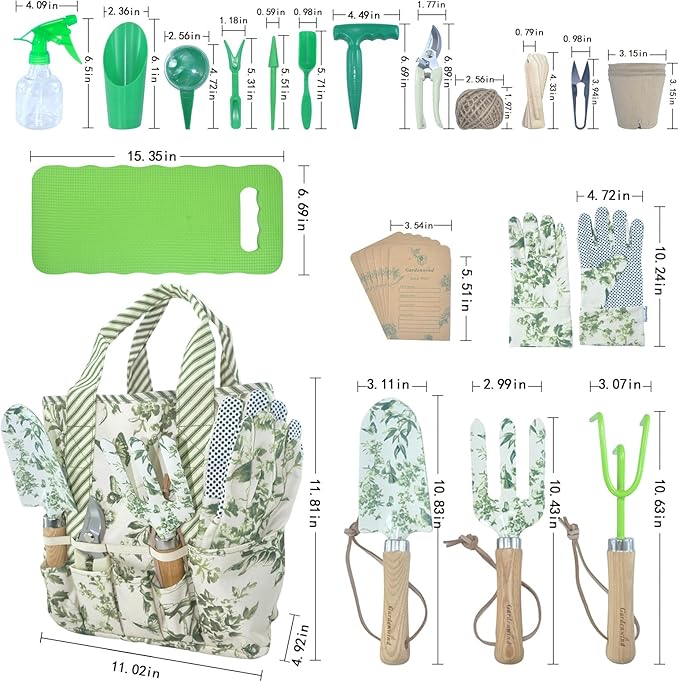 Gardenwind 32pcs Gardening Tools for Women Heavy Duty Gardening Tools Set with Fashion and Function, Water Proof Garden Tool Set, Gardening Gifts for Women