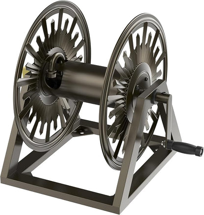 GOFORWILD Heavy-Duty Decorative Garden Hose Reel - Wall/Floor Mount with 200-Ft Capacity for 5/8 Hose Outdoor Hose Holder Winder for Lawn, Yard & Garden Storage