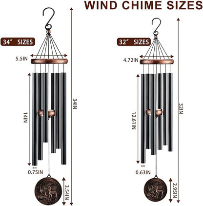 Wind Chimes for Outside, Vintage Deer Deep Tone Wind Chime Outdoor Clearance, Patio Porch Balcony Decoration, Garden Hanging Decor for Women Mom Grandma (32" Deer)