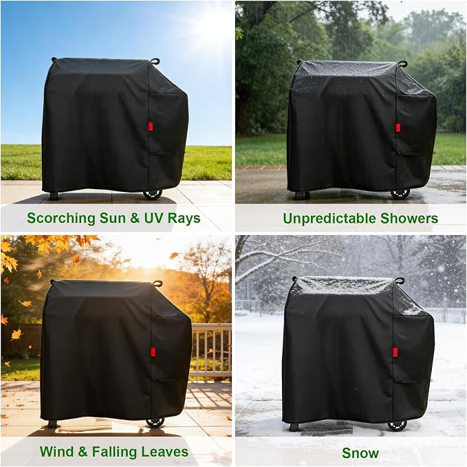 Outdoor Grill Cover Fits Weber Searwood XL 600 Pellet Smoker Grill,Heavy Duty Waterproof 600D BBQ Cover for Outside,UV Resistant with Storage Bag & Windproof Straps 52.5" W X 25" D X 42" H