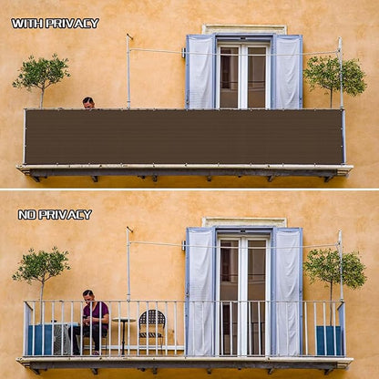 SUNLAX Custom Size 2.5'x34' Brown Fence Covering Privacy Screen Windscreen with Bindings & Grommets, Heavy Duty for Commercial and Residential, 90% Blockage, Cable Zip Ties Included