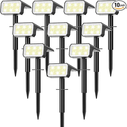 Solar Spot Lights Outdoor, [10 pack/118 LED] 4 Modes Auto On/Off Solar Landscape Spotlights, Ip67 Waterproof Solor Powered Pathway Lights for Outside Yard Garden Walkway Tree Patio (Cool White)