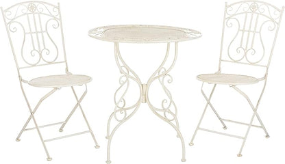SAFAVIEH PAT5028A Outdoor Collection Semly Pearl White 3-Piece Bistro Set