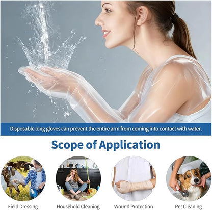 50Pcs Veterinary Insemination Rectal Long Gloves Disposable Plastic Full Arm 35.5inch for Field Dressing House Cleaning Gardening
