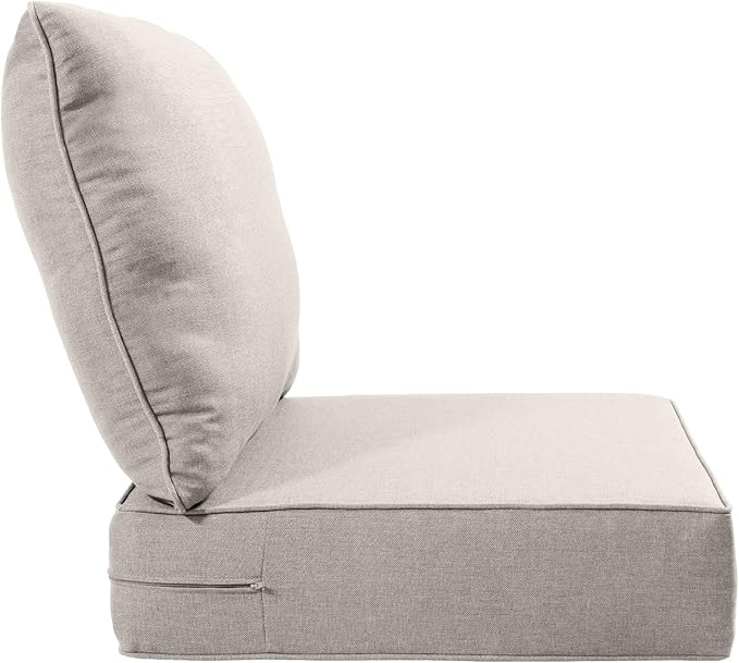 Luxury 22x24/22x25 6-Inch Outdoor Cushions - Water Resistant 1 Set Zippered Patio Chair Back&Seat Cushion for Wicker Dining Rocking Swivel Chairs Loveseat Couch Sectional Sofa - Beige