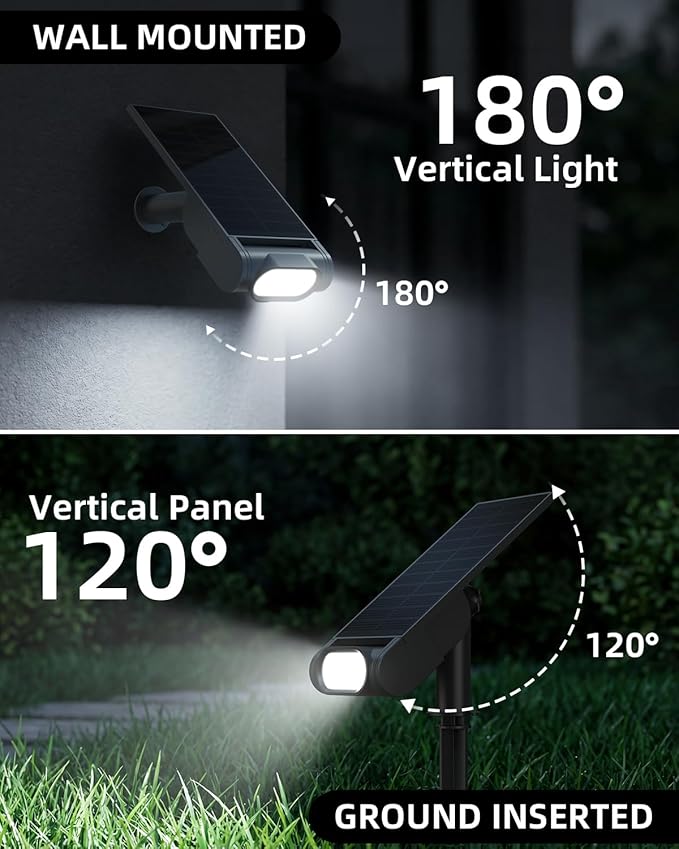 EZVALO Solar Spot Lights Outdoor IP67 Waterproof, Adjustable Solar Landscape Lights, 3 Lighting Modes Solar Spotlights for Outside Yard Garden Plant Trees Pathway Flag (Cool White-4Pack)