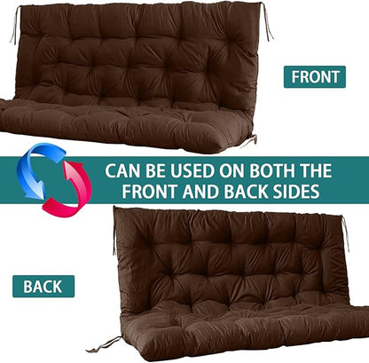 Swing Replacement Seat Cushions, 2-3 Seater Bench Cushions for Outdoor Furnitur with Backrest, Garden Recliner Seat Cushions Waterproof Sofa Pads (Brown, 71x40in)