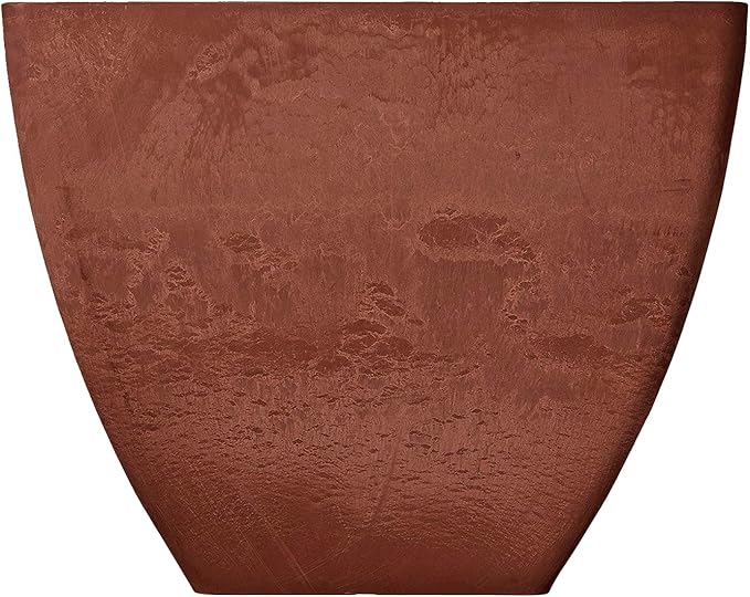 PSW Pot Collection FB40TC 16x13 inch Plastic/Stone/Wood Composite Square Planter – No Drainage Hole (Drillable), Modern Indoor/Outer Pot for Flowers, Foliage, Fairy Gardens, Terra Cotta Color