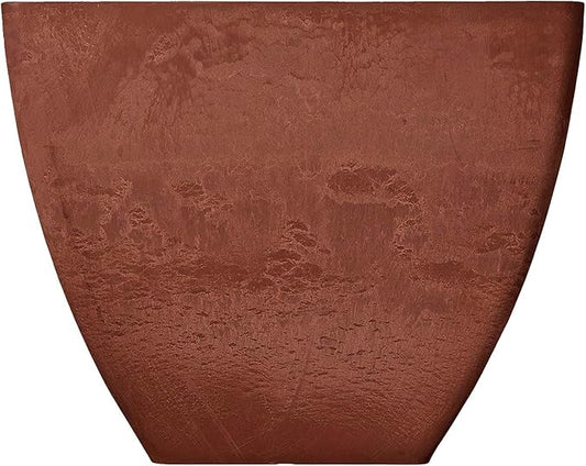 PSW Pot Collection FB40TC 16x13 inch Plastic/Stone/Wood Composite Square Planter – No Drainage Hole (Drillable), Modern Indoor/Outer Pot for Flowers, Foliage, Fairy Gardens, Terra Cotta Color