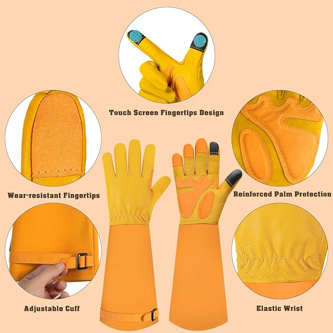 Long-Gardening-Gloves for Women/Men - Thorn Proof Rose Pruning Gloves Heavy Duty Gauntlet, Best Garden Gifts for Gardener-S