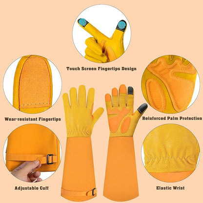 Long-Gardening-Gloves for Women/Men - Thorn Proof Rose Pruning Gloves Heavy Duty Gauntlet, Best Garden Gifts for Gardener-S