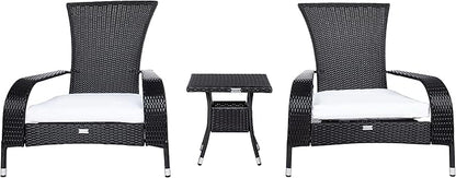 SAFAVIEH Outdoor Collection Edna Black/White Cushion 3-Piece Lounge Set with Table (PAT7719A)