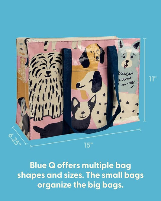Blue Q Reusable Shoulder Tote Bag – Carry Everywhere Bag with a Hefty Zipper, Durable, Fun Design, 95% Recycled Material