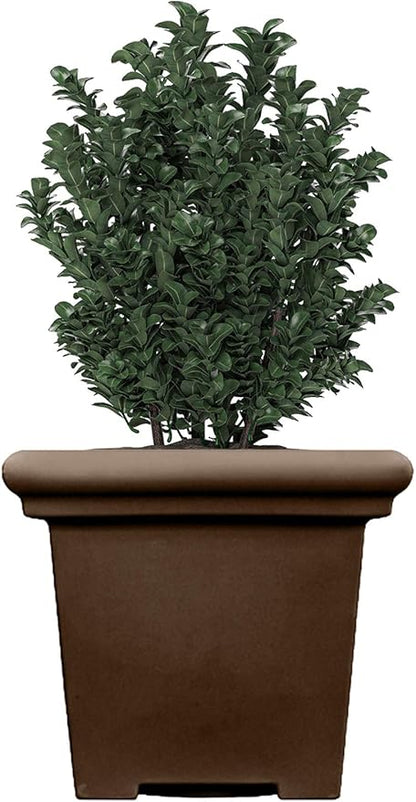 The HC Companies 20" Premium Plastic Terrazzo Square Planter 20"x20"x17.63" in Chocolate Color