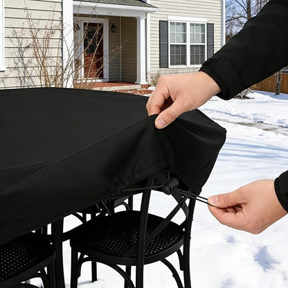 RosieLily Round Patio Table Chair Set Cover Outdoor Furniture Cover Round Heavy Duty Waterproof UV Resistant Covers for Outdoor Circular Dining Table & Chairs, 71" Dx23.6 H, 1 Pack, Black