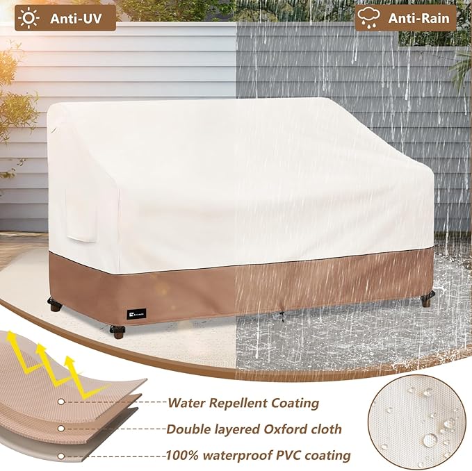 Outdoor Couch Cover for Patio Furniture - Heavy Duty Waterpoof All-Weather 3-Seater Patio Sofa Cover, 79"x38"x35" (Beige)