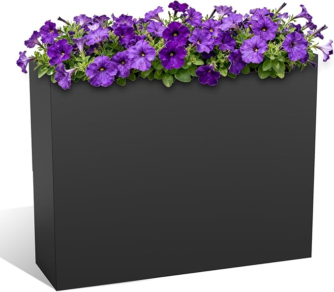 Nexum 30 Inch Tall Metal Planter Box for Outdoor/Indoor Use, Heavy Duty Galvanized Steel Vertical Planter, Modern Large Planter Boxes for Front Door, Porch & Patio (Rectangular Tall Planter)