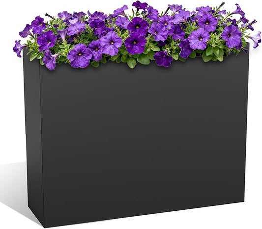 Nexum 30 Inch Tall Metal Planter Box for Outdoor/Indoor Use, Heavy Duty Galvanized Steel Vertical Planter, Modern Large Planter Boxes for Front Door, Porch & Patio (Rectangular Tall Planter)