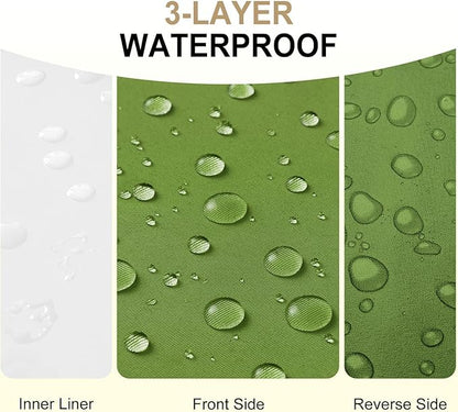 downluxe Waterproof Outdoor Chair Cushions Set of 4, 19" x 19" x 3" Patio Chair Cushion with Non-Slip Ties & Handle, Square Outdoor Cushion for Patio Furniture with Removable Cover, Grass Green