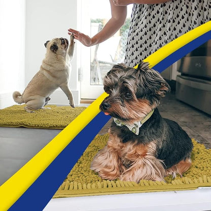 Muddy Mat® | Super Water Absorbent Door Mat Indoor, Microfiber Quick Dry Chenille Entryway Rug, Slip Resistant Front Door Mat, Indoor Mats for Entryway, Machine Washable Pet Rug, Mustard 30" x 48"