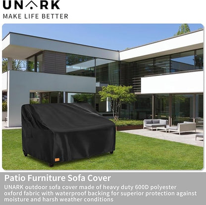 Outdoor 3-Seater Sofa Cover,Heavy Duty Patio Furniture Covers Waterproof, 76W x 33D x 32H Inches Outdoor Couch Cover Waterproof Couch Covers for Outdoor Furniture,Black