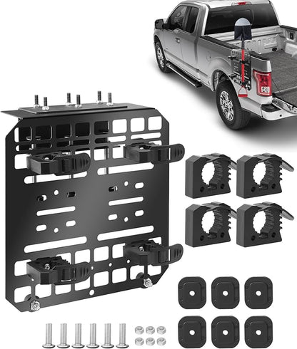 Multifunctional Shovel Holder for Truck Bed, Punch-Free Shovel & Flag Mount for Truck With 4 Rubber Quick-Release Clips (Fits Handle Diameters 1-1/7'' to 1-3/7''), Suitable for Trucks, Trailers