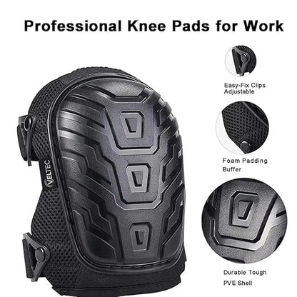 Veltec Premium Knee Pads for Work with Soft Foam and Gel Cushion - Heavy Duty Pads & Adjustable Non-Slip Straps - Pro Protection & Comfortable for Construction, Gardening, Flooring, Roofing and More