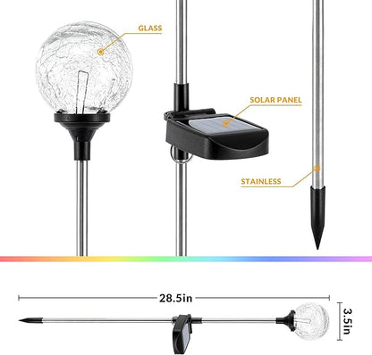 SOLPEX Solar Garden Lights 6 Pack, Solar Lights Outdoor Decorative, Solar Globe Lights Outdoor Waterproof for Yard and Garden, Multi-Color Changing Cracked Glass Ball LED Lights