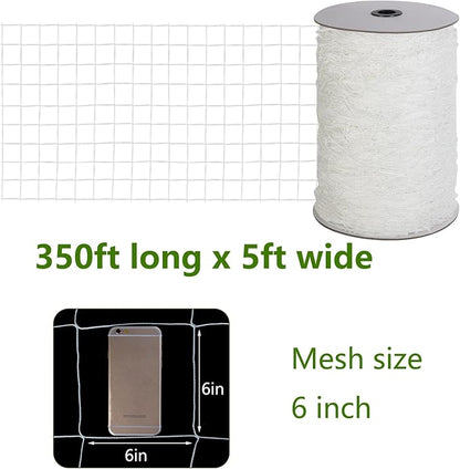 Toolazy Trellis Netting 5 x 350 ft - Heavy Duty Nylon Garden Netting with 6 Inch Mesh, Soft Plant Support Net for Tomatoes, Cucumbers, Peas, Vine Climbing Vegetables, Indoor Outdoor Greenhouse