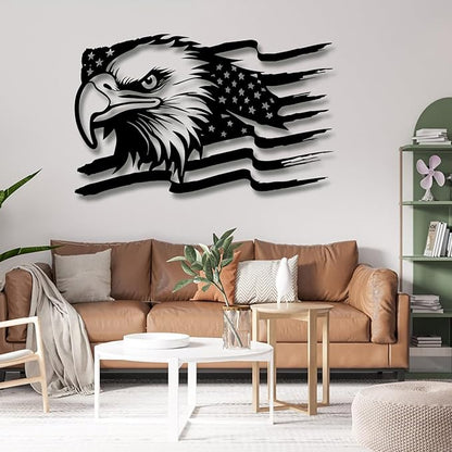 American Eagle Metal Wall Art - US Large Eagle Wall Sign - Patriotic Independence Day Gift, 41x26inches / 105x66cm, Style 1