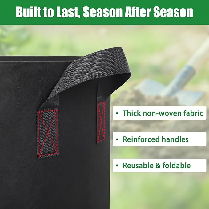 FEED GARDEN 15 Gallon Grow Bags 8 Pack – Heavy Duty 300G Thick Fabric Plant Pots with Reinforced Handles, Breathable Drainage Planters for Tomatoes, Potatoes & Large Vegetables Indoor Outdoor