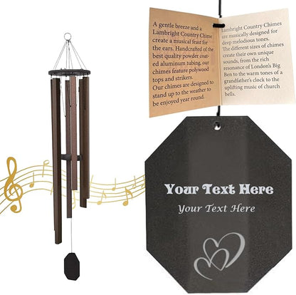 Lambright Chimes Mountain Serenade Medium 48" Tall Bronze Personalized Wind Chime, Custom Windchimes for Memorial, Sympathy, Loss, Anniversary for Wife, Friend, Mother, Grandmom, Pet - Made in America