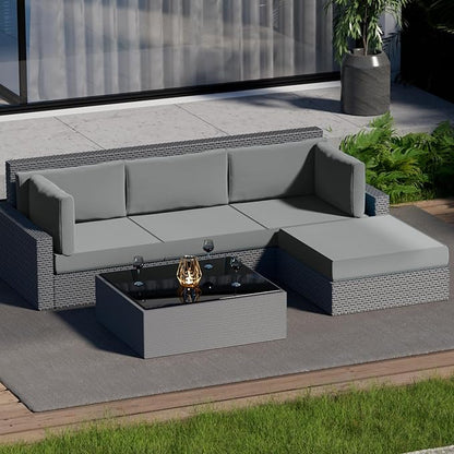 9 Piece Outdoor Patio Waterproof Cushion Covers, Fits 4-Seat Wicker Rattan Sectional Couch Chair Furniture Cover Replacement Set - Fade-Resistant Patio Cushion Covers with Zipper