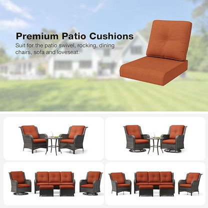 Joyside Outdoor Chair Cushions Set, 22x25/22x24 Inch Patio Furniture Deep Seat Cushions, Water Resistant & Thick Cushion, Outdoor Replacement Cushions for Seat and Sofa (Orange, 5 Set)